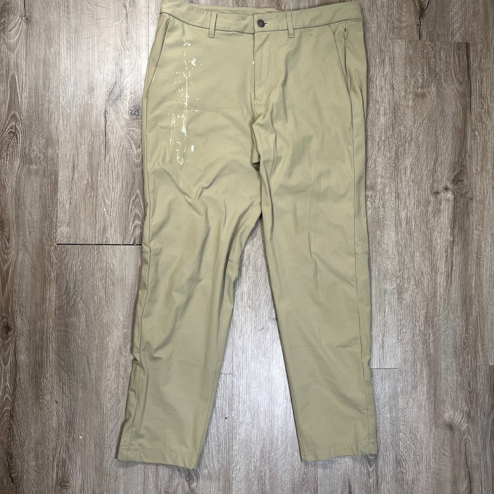 Lululemon Commission Pant Slim Warpstreme Size 33x28 Brown Tan *FLAWS
